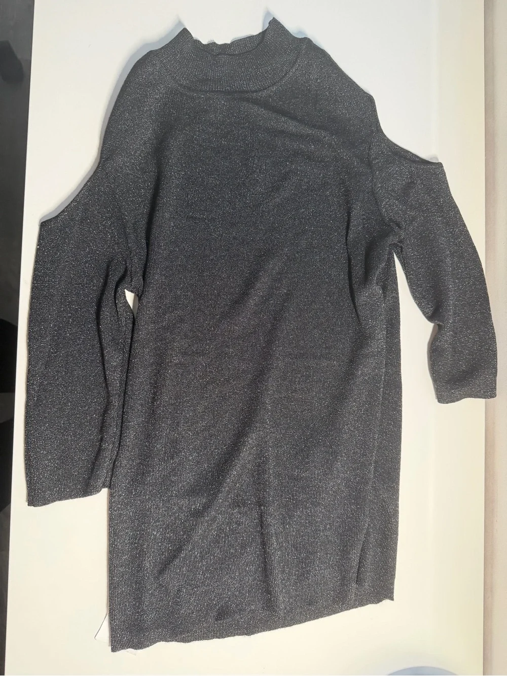 Women’s Black Mock Neck Cold Shoulder Fitted Top